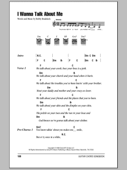 page one of I Wanna Talk About Me (Guitar Chords/Lyrics)
