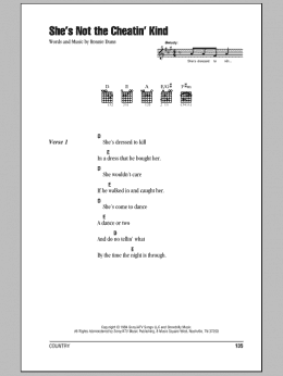 page one of She's Not The Cheatin' Kind (Guitar Chords/Lyrics)