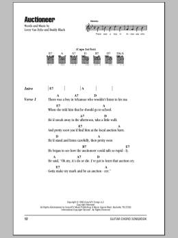 page one of Auctioneer (Guitar Chords/Lyrics)