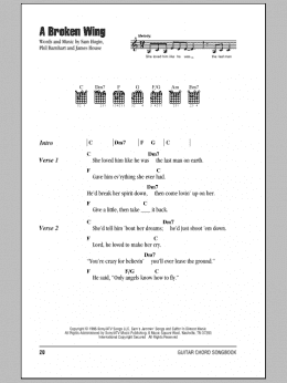 page one of A Broken Wing (Guitar Chords/Lyrics)