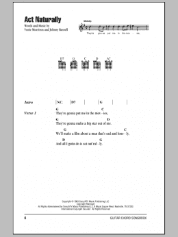 page one of Act Naturally (Guitar Chords/Lyrics)