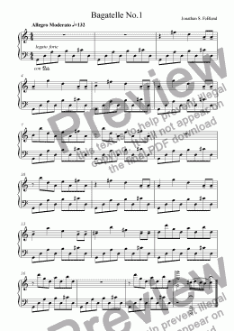 page one of Bagatelle No.1