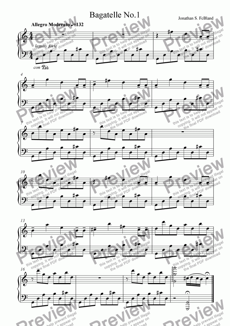 page one of Bagatelle No.1