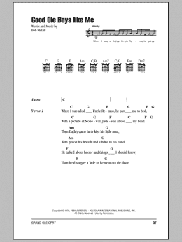 page one of Good Ole Boys Like Me (Guitar Chords/Lyrics)