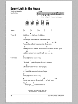page one of Every Light In The House (Guitar Chords/Lyrics)