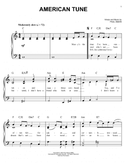page one of American Tune (Easy Piano)