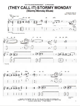 page one of (They Call It) Stormy Monday (Stormy Monday Blues) (Guitar Tab)