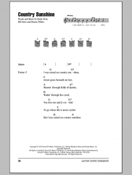 page one of Country Sunshine (Guitar Chords/Lyrics)