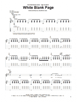 page one of White Blank Page (Guitar Tab)
