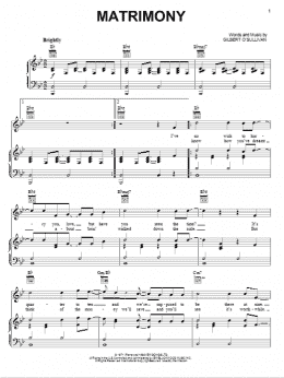 page one of Matrimony (Piano, Vocal & Guitar Chords (Right-Hand Melody))