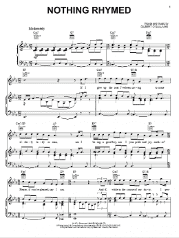 page one of Nothing Rhymed (Piano, Vocal & Guitar Chords (Right-Hand Melody))
