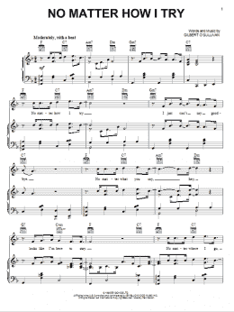 page one of No Matter How I Try (Piano, Vocal & Guitar Chords (Right-Hand Melody))