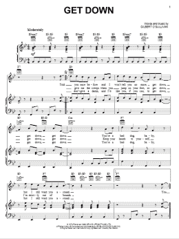 page one of Get Down (Piano, Vocal & Guitar Chords (Right-Hand Melody))