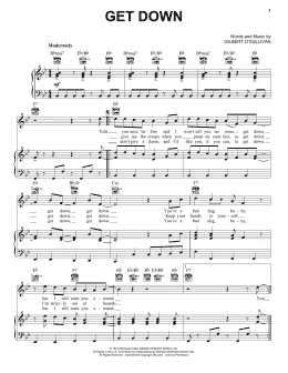 page one of Get Down (Piano, Vocal & Guitar Chords (Right-Hand Melody))