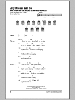 page one of Any Dream Will Do (Guitar Chords/Lyrics)