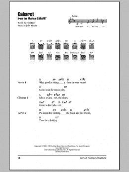 page one of Cabaret (Guitar Chords/Lyrics)