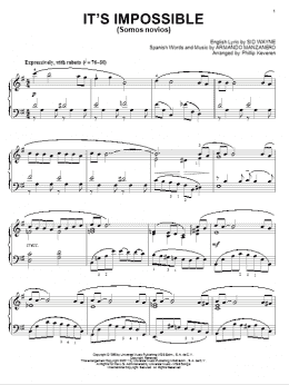 page one of It's Impossible (Somos Novios) (arr. Phillip Keveren) (Piano Solo)