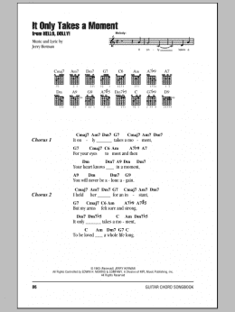 page one of It Only Takes A Moment (Guitar Chords/Lyrics)