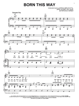 page one of Born This Way (Piano, Vocal & Guitar Chords (Right-Hand Melody))