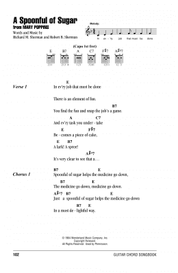 page one of A Spoonful Of Sugar (from Mary Poppins) (Guitar Chords/Lyrics)