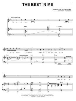 page one of The Best In Me (Piano & Vocal)