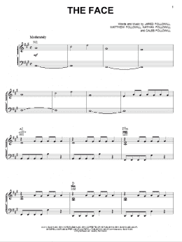 page one of The Face (Piano, Vocal & Guitar Chords (Right-Hand Melody))