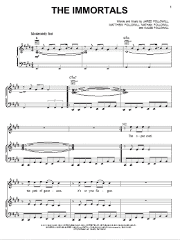 page one of The Immortals (Piano, Vocal & Guitar Chords (Right-Hand Melody))