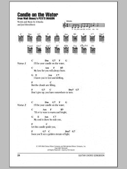 page one of Candle On The Water (from Pete's Dragon) (Guitar Chords/Lyrics)