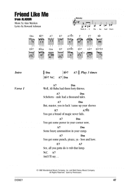 page one of Friend Like Me (from Aladdin) (Guitar Chords/Lyrics)