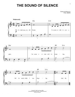 page one of The Sound Of Silence (Easy Piano)