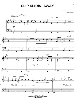page one of Slip Slidin' Away (Easy Piano)