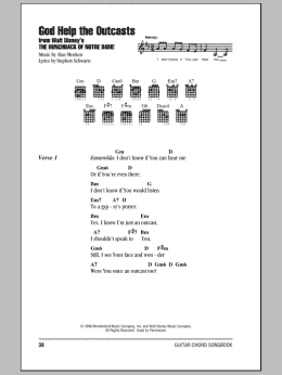page one of God Help The Outcasts (from The Hunchback Of Notre Dame) (Guitar Chords/Lyrics)