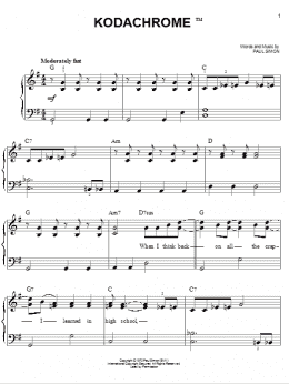 page one of Kodachrome (Easy Piano)