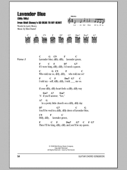 page one of Lavender Blue (Dilly Dilly) (from So Dear To My Heart) (Guitar Chords/Lyrics)