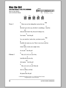page one of Kiss The Girl (from The Little Mermaid) (Guitar Chords/Lyrics)