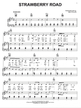 page one of Strawberry Road (Piano, Vocal & Guitar Chords (Right-Hand Melody))