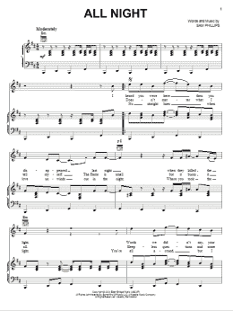 page one of All Night (Piano, Vocal & Guitar Chords (Right-Hand Melody))