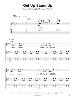 page one of Get Up Stand Up (Guitar Tab (Single Guitar))