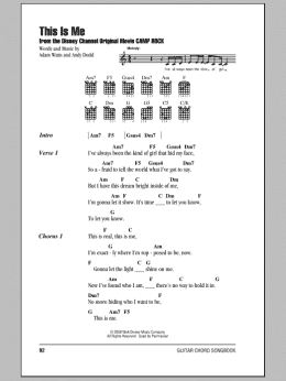 page one of This Is Me (from Camp Rock) (Guitar Chords/Lyrics)