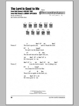 page one of The Lord Is Good To Me (from Johnny Appleseed) (Guitar Chords/Lyrics)