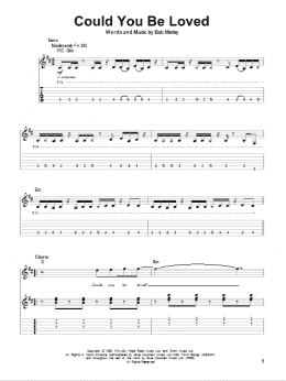 page one of Could You Be Loved (Guitar Tab (Single Guitar))