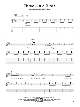 page one of Three Little Birds (Guitar Tab (Single Guitar))