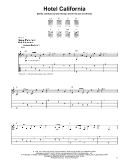 page one of Hotel California (Easy Guitar Tab)