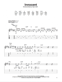 page one of Innocent (Easy Guitar Tab)