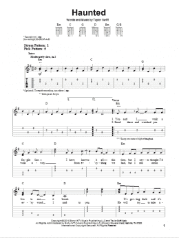 page one of Haunted (Easy Guitar Tab)