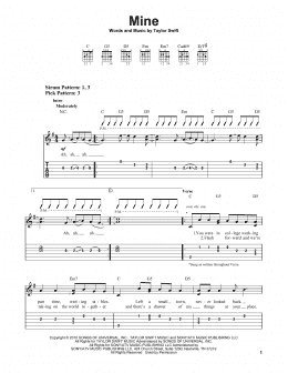 page one of Mine (Easy Guitar Tab)