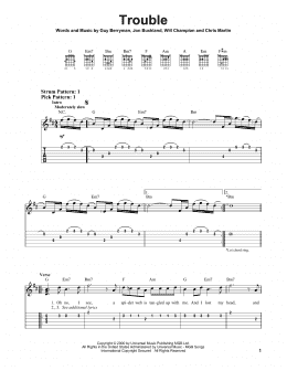 page one of Trouble (Easy Guitar Tab)