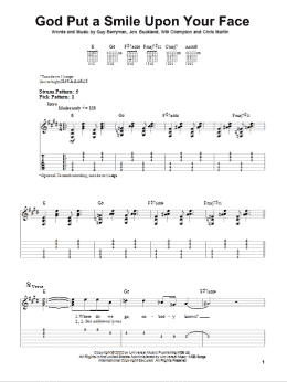 page one of God Put A Smile Upon Your Face (Easy Guitar Tab)