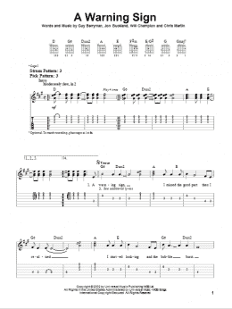 page one of A Warning Sign (Easy Guitar Tab)