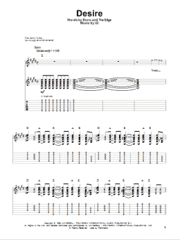 page one of Desire (Guitar Tab (Single Guitar))
